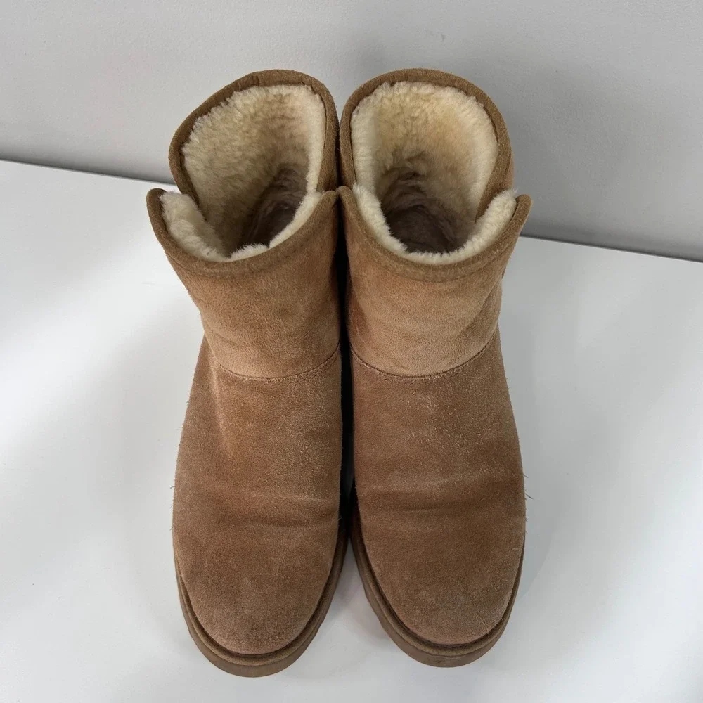 UGG Amie Boots‎ Womens 6 Chestnut Good Suede Shearling Mid Calf 1012497